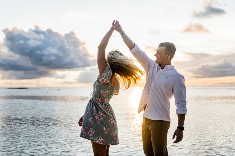 couple dancing on sunset on a beach in Destin